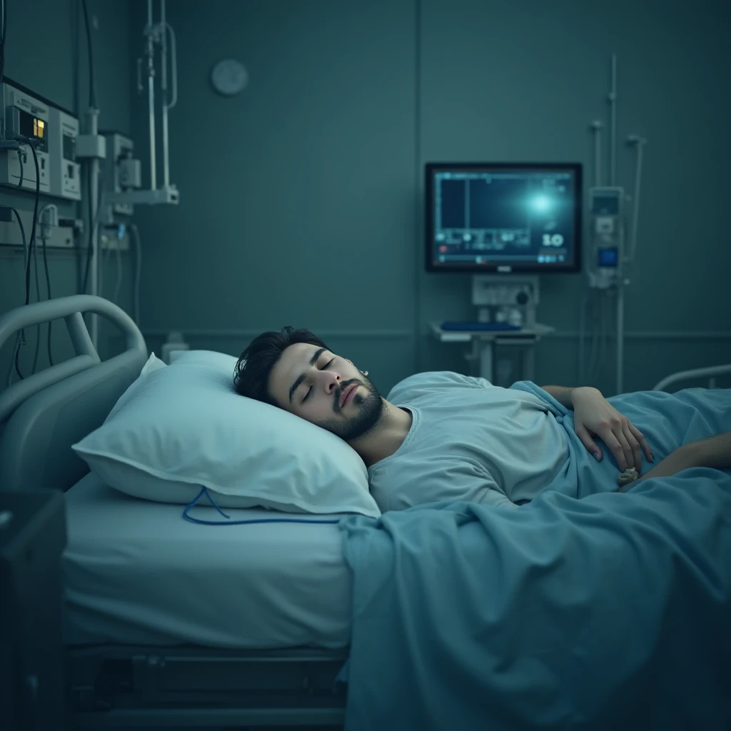Create a joke image that looks like I&#39;m in the hospital in first person and much more realistic, 