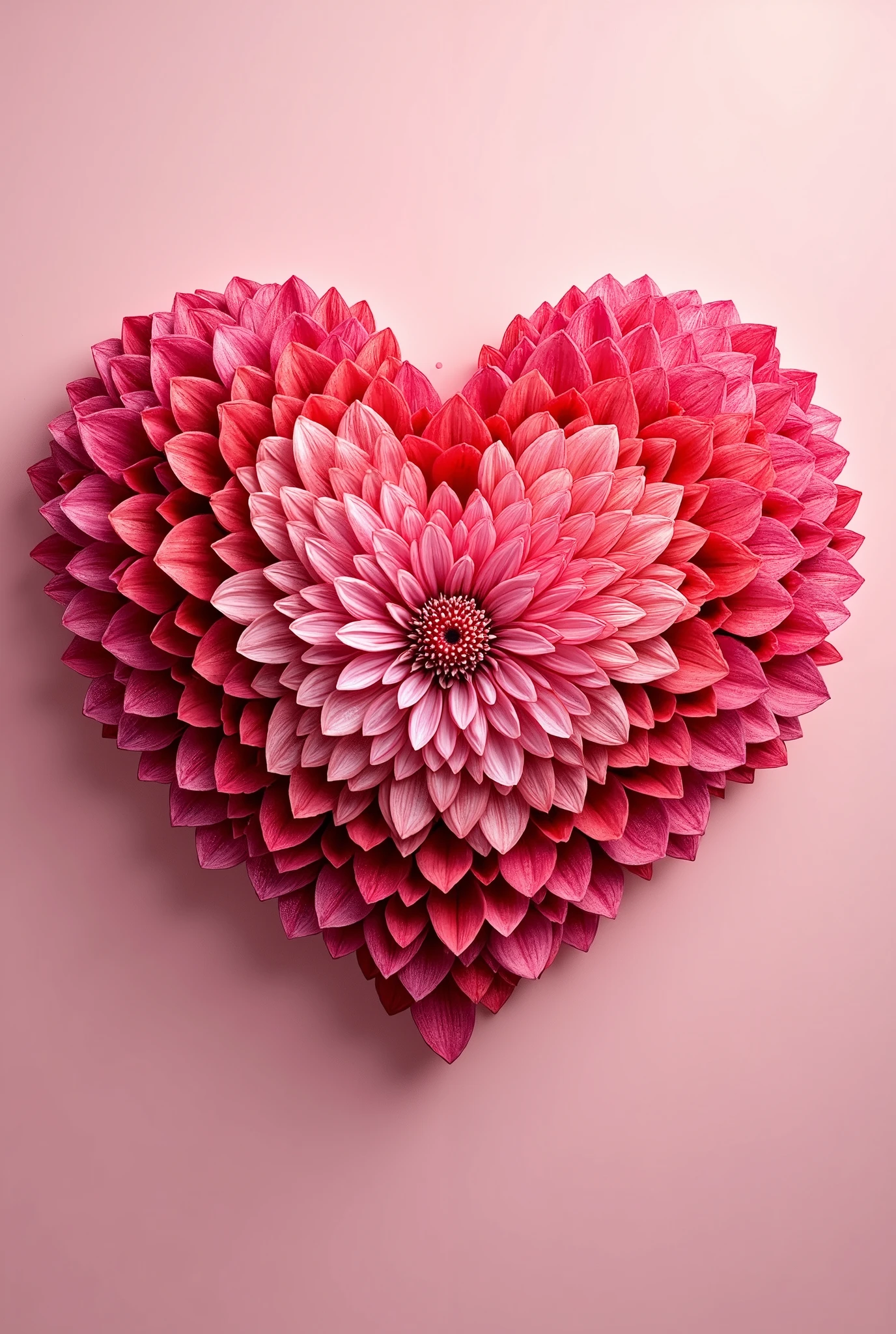 Beautiful Big Pink-red delicate Heart color , Soft and Colorful colors , Petals Circle around the Picture Everything is very beautiful and captures the viewer's eye, masterpiece fails, 8 k, maximum quality , complicated details , best quality , Lots of Details , Wonderful, perfect,
