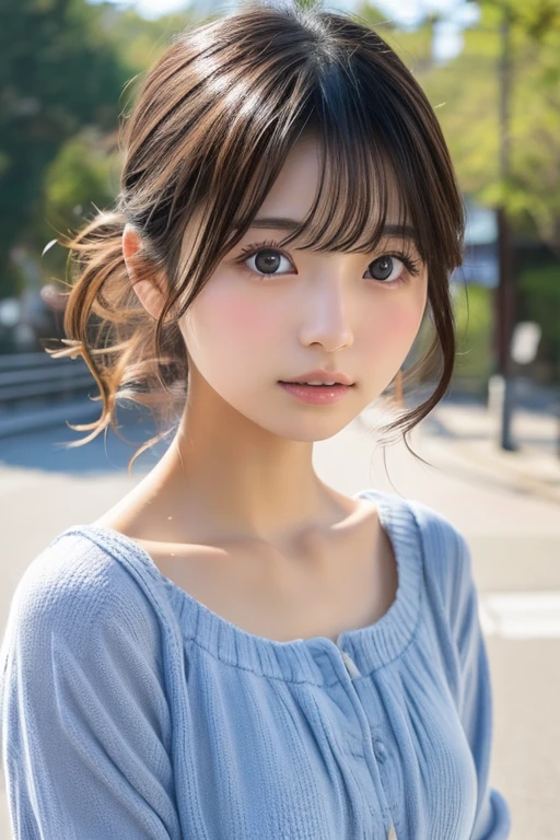 ((sfw: 1.4)), ((detailed face, professional photography)), ((sfw, hair band, t-shirt, ruffled skirt, 1 Girl)), Ultra High Resolution, (Realistic: 1.4), RAW Photo, Best Quality, (Photorealistic Stick), Focus, Soft Light, ((15 years old)), ((Japanese)), (( (young face))), (surface), (depth of field), masterpiece, (realistic), woman, bangs, ((1 girl))