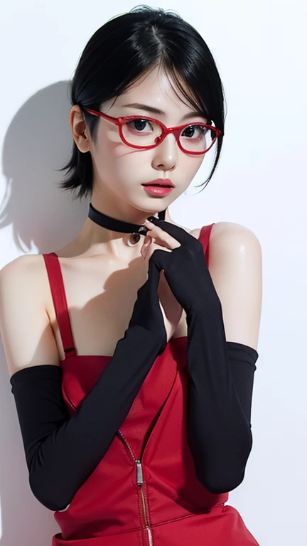 1 girl, uchiha sarada in anime boruto, short hair, black hair, brown eyes, Wearing red glasses, smile, (((small breasts、small breasts、flat chest)))、vagina、lie down in bed、open your legs、spread legs、spread your legs、shaved pussy、Konoha emblem iron headband, 詳細なvagina,vaginaを見せる、raise your hand、sex porn exposure, (Highly detailed CG Unity 8K wallpaper), Glossy skin, shiny skin, slim and slender body, stomach, slim waist, small breasts, flat chest, nipple, nipple, red eye color, red frame eyeglasses, Konoha emblem iron headband, fascinating, spread legs, spread your legs, wet sweat all over, (((girl having sex))), 巨根が彼女のvaginaを貫通した, Cowgirlセックス, Cowgirl, riding Great cock, Great cock, 詳細なvagina, NSFW、(((semen、ejaculating penis、sperm)))、smileで視聴者を見つめる、vaginaから白い液が垂れる、open your mouth、climax face