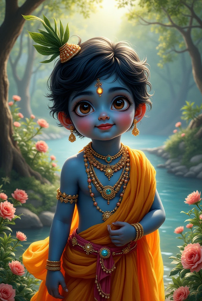Create Krishna photo in kid wear kurta and payjama 