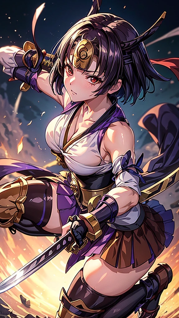 masterpiece, best quality,homura (senran kagura), 1girl, Body and Physique:
Homura has a well-defined, athletic build that reflects her ninja training. Her body is lean and toned, with prominent muscle definition in her arms and legs, indicating her strength and agility. Her waist is narrow, leading to a more pronounced hourglass figure, which is accentuated by the design of her outfit. Her posture is often upright and confident, embodying the discipline and skill of a seasoned warrior. Despite her sleek and agile appearance, she maintains a strong and resilient physique, essential for her role in battle.
Additional Details:
Homura’s overall appearance is designed to convey both her prowess as a fighter and her striking, almost intimidating presence. Her attire and demeanor highlight her dual nature: a fierce warrior with a strong sense of honor and a striking, elegant appearance. This balance of strength and grace makes her a memorable and visually compelling character in Senran Kagura. Homura’s eyes are a vivid, captivating green, glowing with an intensity that reflects her fierce determination and unwavering spirit. Her gaze is sharp and focused, often fixed with a resolute intensity that reveals her inner strength and leadership. The rich green hue of her eyes adds a striking contrast to her features, drawing attention and leaving a lasting impression on anyone who meets her gaze. Her facial features are well-defined and strong, perfectly complementing her confident and commanding presence. High, prominent cheekbones accentuate her face, giving her a look of determination and resilience. Her slightly arched eyebrows frame her eyes, further emphasizing her expressive and intense gaze. Homura’s nose is straight and balanced, adding to the symmetry and harmony of her facial features.