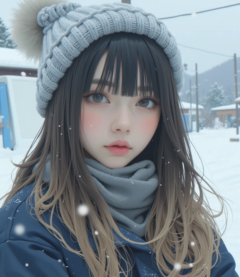 Create an " winter season " scene where a beautiful dark gray-eyed Japanese young highschool girl ,(((black color highlight hair,ash brown color hair, straight long hair style,))、((Flat color:0.9)),between legs,((simple color background))、swayback stance, bewitching pose,(plump skin:0.8),(Mazda CX-50の横に立っている)

BRAKE
((hisashi eguchi))

BRAKE

(((winter casual fashion,))),((looking away))、(cinematic angle) ,(1girl,solo),(cute face)
