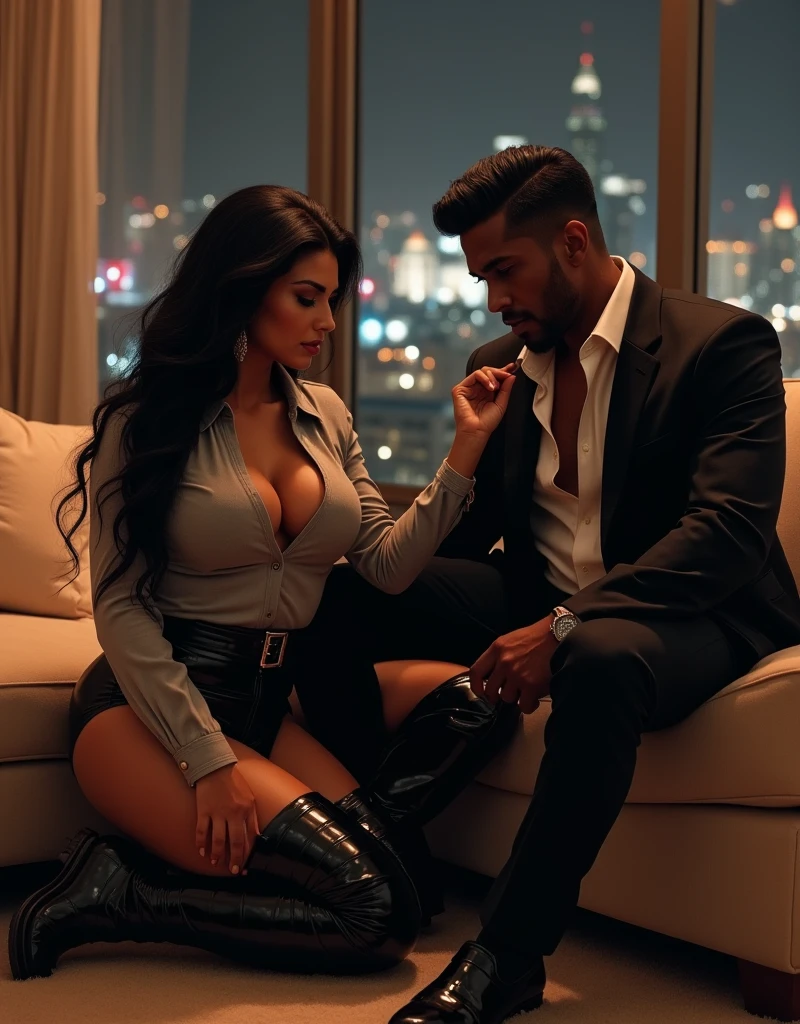 A very handsome muscular and rich husband with his very pretty gorgeous elegant and rich wife in new york, (( meawhine she is doing a blowjob to a balck man passing by)) liberty statue, disney land, paris, eifell tower , romantic, happy, laugh, smile, cuddling, giggling, teasing. Photorealistic