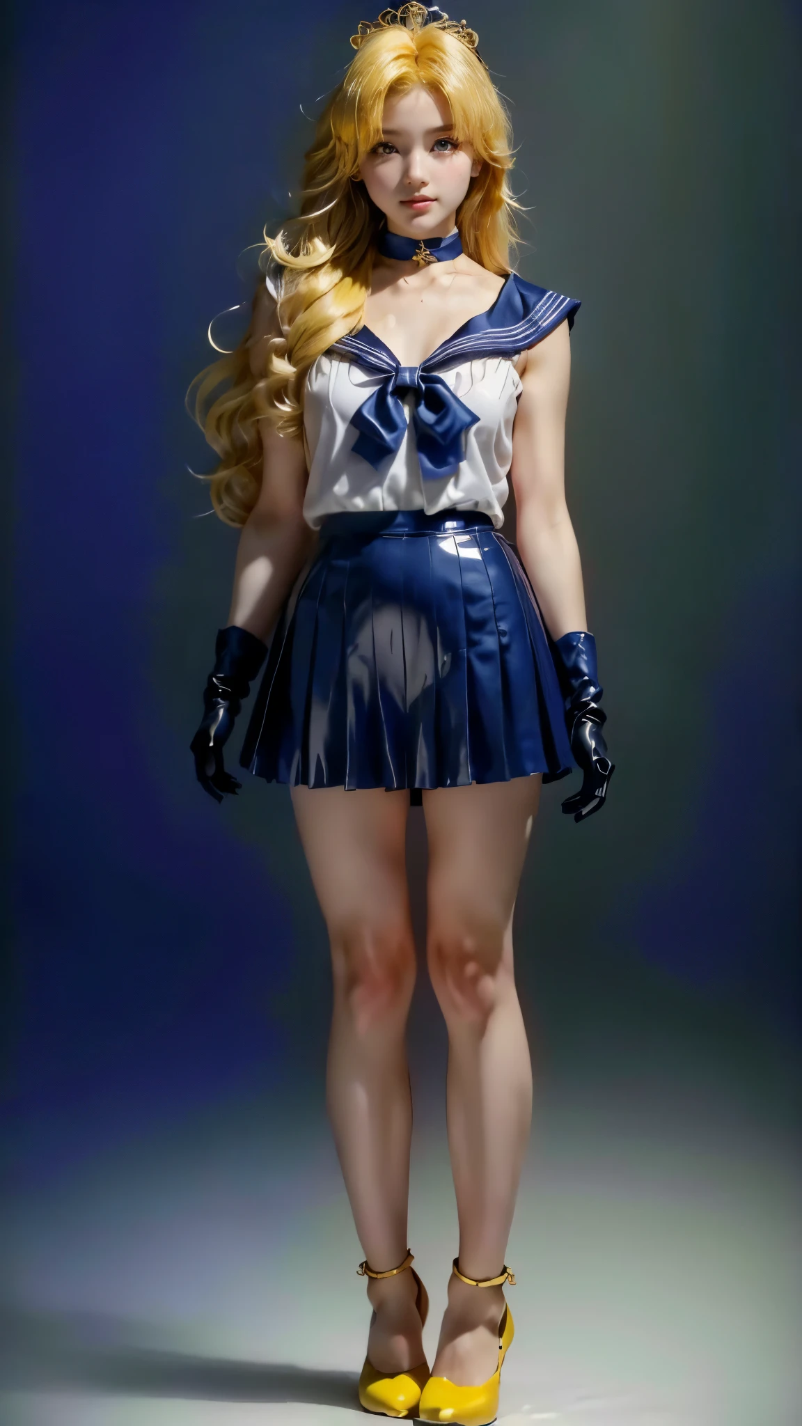 (( masterpiece :1.4)、(high quality:1.4)、({{reallistic:1.7))、 masterpiece :1.4、 A pretty girl 、(Sailor Moon:1.4)、tsukino usagi、 Senshi Sexy Sailor Uniform Fitted to the Body 、(Shiny Latex)、(The coat is a sleeveless white sailor suit )、(Blue Sexy Ultra Ultra Pleated Mini Skirt)、 The collar of the sailor uniform is blue with two thin lines.、 Legged tall  、 Red cloth ornament on the chest 、( wearing white gloves )、kawaii girl、Super beauty、 sharp focus、photographic portraits 、 upper body photograph :1.4、 、beautiful eyes、  narrow waist、beautiful legs、( yellow hair:1.4)、(hair length:1.2)、beautiful udder、 big and full breasts :1.2、sexy bundle、foto RAW、、  red high heels  :1.4、a choker:1.4、a necklace:1.4、toys:1.4、Luxurious Golden Tiara:1.4、1 display screen、 A MOON、cosmos、spaceships、A space station、 future city , 
([long hair hair]:1.8), (full body:1.8), (upper body up:0.3), (hyper realistic:1.4), (realistic:1.3), (best quality real texture skin), Detailed eyes, detailed face, PERSEPHONE, persephone, (SFW:1.5) Hyperrealistic, LESS saggy breasts, (SMALL BREASTS:1.5), (HUGE LEGS:1.5), (LESS THIGHS:1.5),  perfect legs ,  perfect legs , pernas added, pernas added e perfeitas,  shapely legs,  shapely thighs, pernas added, Smooth thighs. ( erotic pose :1.5), ( thick eyebrows :1.2), (big purple eyes:1.2), ( ultra detailed eyes :1.4), ( High-resolution eyes :1.1), ( ultra detailed skin texture :1.4), (Beautiful toned body:1.1),  cameltoe
