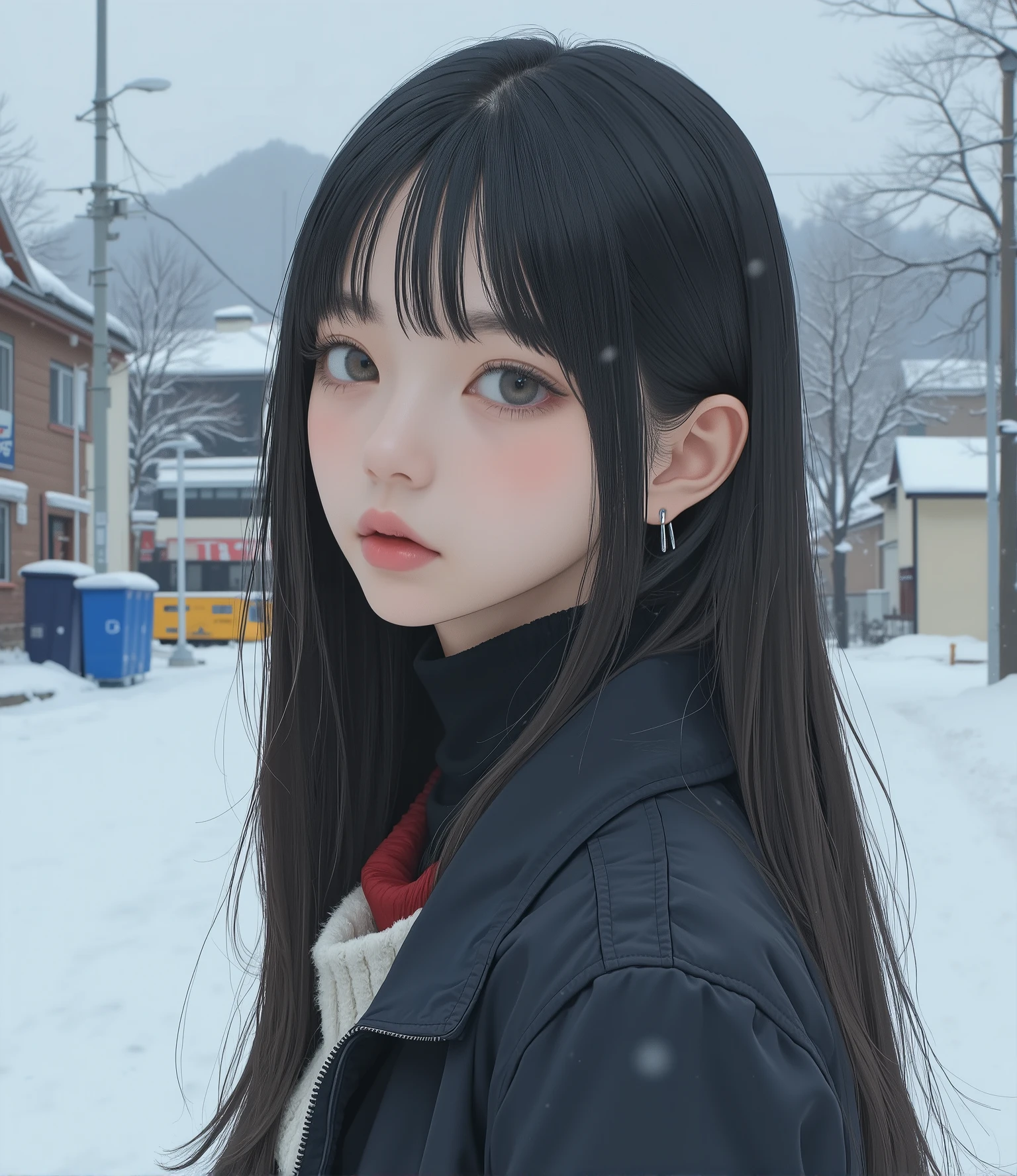 Create an " winter season " scene where a beautiful dark gray-eyed Japanese young highschool girl ,(((black color highlight hair,ash brown color hair, straight long hair style,)))、(((Flat color:0.9))),between legs,((simple natural color based  background))、swayback stance, bewitching pose,(plump skin:0.8),(Mazda CX-50の横に立っている)

BRAKE
((hisashi eguchi))

BRAKE

(((winter casual fashion,))),((looking away))、(cinematic angle) ,(1girl,solo),(cute face)
