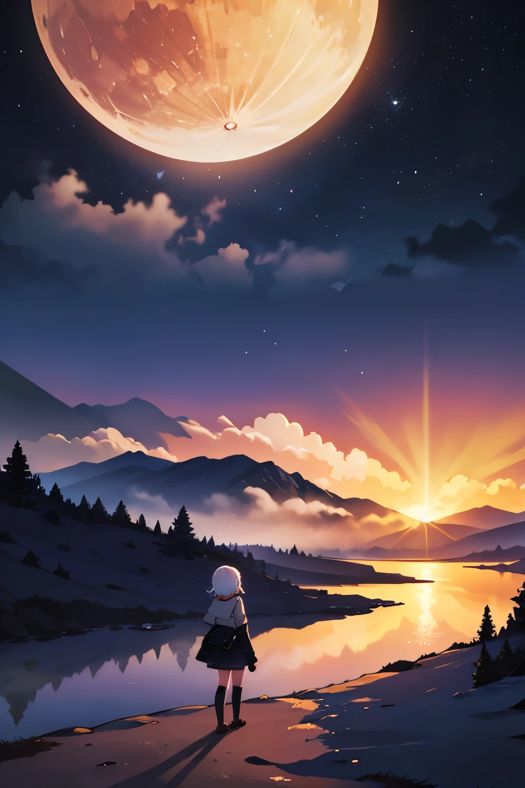 highdefinition images, カーブライト, アイボリーとレッドのクリエイティブなスプレーペイント, Shine, ディストピア・スリラー, Dramatic Half Moon Night, Dramatic Valley Shadows Under the Mountain, Cloudy Sandstorm Night, ((five spheals)), Masterpiece, high details, award winning, best quality, UHD, highres