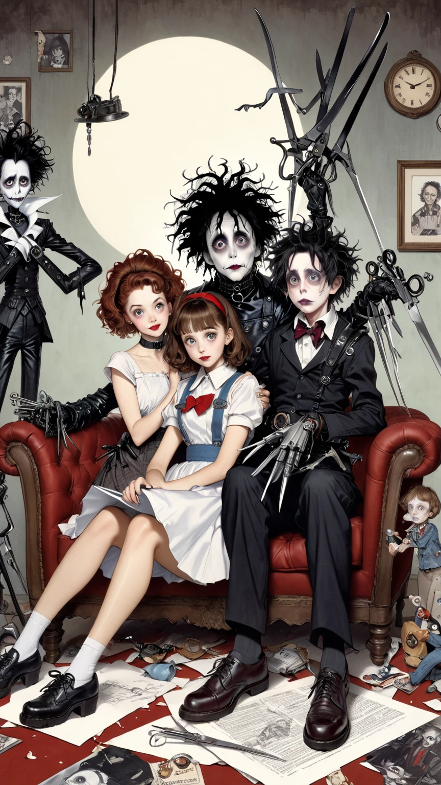 Edward Scissorhands、 Norman Rockwell & Tim Burton style 、