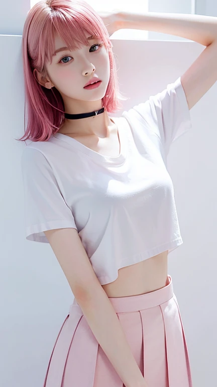 Highest quality、Ultra-high resolution、RAW shooting、Professional Lighting、Detailed Background、coastal、Full Body、Makima、25-year-old female、(High tone cherry pink hair)+(Long Hair)+(bangs)、(Yellow Eyes)、White see-through shirt,(Black trousers:1.5)、Huge breasts that look like they might burst、Modest abdominal muscles、Big Ass、Big thighs、A sloppy smile、Close your mouth、(Sweaty skin)、