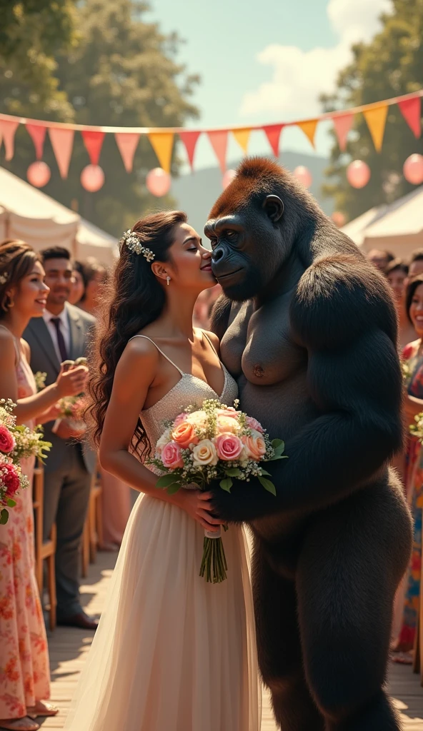 Inflatable gorilla swallowing people