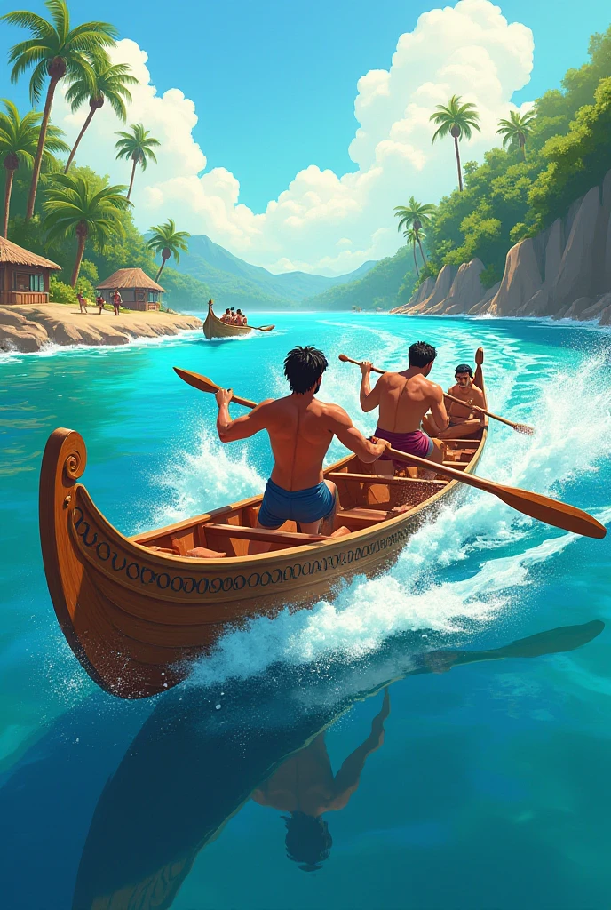 Five men participating (one main character) in Kerala boat racing