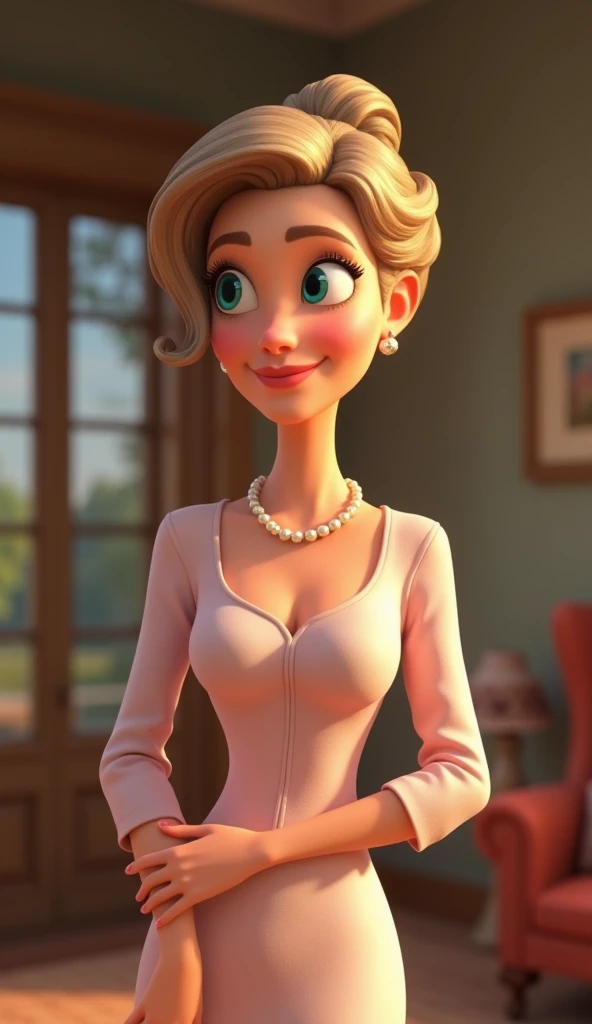 photorealistic, high resolution, soft light,1women, solo, hips up, shining skin, (detailed face),tattoo, jewelry, secretary uniform, white shirt, black skirt, black stockings, garter belts, night, blonde hair, wavy hair, Beautiful Soldier, Eyes That Invite Viewer, Lover's Perspective, Inviting Expression, Sexy Smile, Perfect Style, Perfect Balance, Detailed Skin, Naughty Gaze, Chest Visible