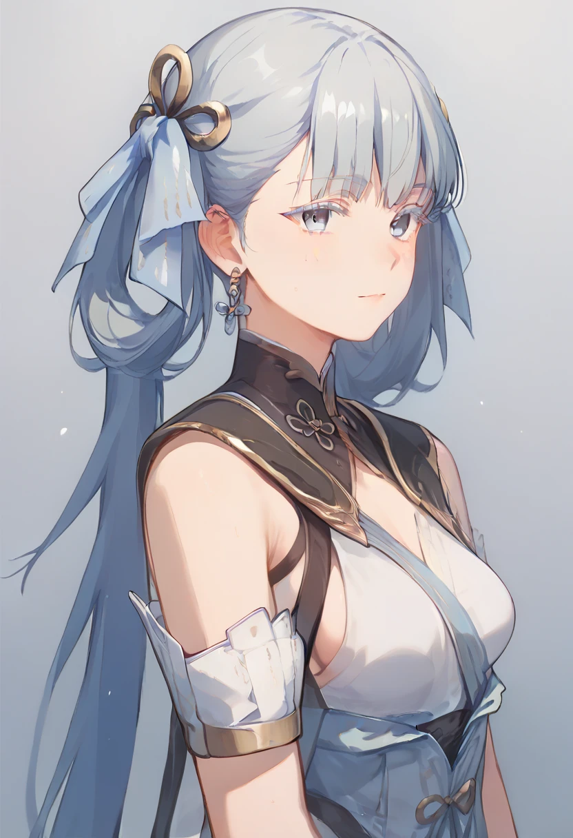 score_9,score_8_ up,score_7_ up,zPDXLxxx,zPDXL2, 1 girl,Alone, Medium Breasts,Jinshi_\(Wuthering Heights _Wave\), long hair, light blue hair, hair ornament, hair bow, blue bow , gray eyes,bangs, long hair,