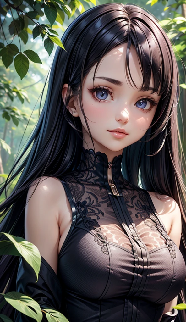 AI's original beautiful girls' faces, which are analyzed and identified by AI, are integrated into the face of AI's original beautiful girls' faces, and AI's original beautiful girls' bodies are used to create AI's original color workdress. The hair of the character created by AI, which is as smooth as silk, breezes in the wind The background is forested with dense trees in the shade of the forest, and the natural light from the shade of the leaves makes AI characters stand out