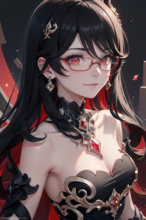 (highly detailed:1.3), 
sc_nyx, (jewelry:1.3), (semi-rimless eyewear:1.2), (closed mouth:1.1),  (light smile:1.1), (red diamond necklace:1.3),  red eyes, 
edgEarPiercing, EAR PIERCING, 
Ultra-detail, (highres:1.1), best quality, (masterpiece:1.3), cinematic lighting, 
(highly detailed face and eyes:1.3),