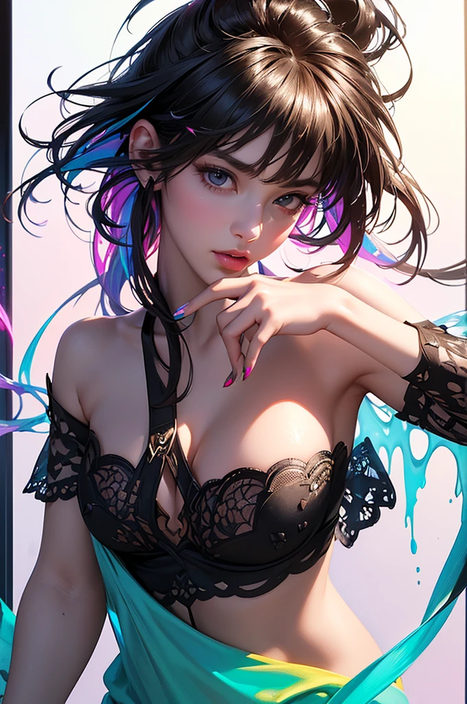 a cigarette in her left hand, beautiful detailed eyes, beautiful detailed lips, extremely detailed eyes and face, long eyelashes, 1 girl, oil painting, highly detailed, photorealistic, (best quality, 4k, 8k, highres, masterpiece:1.2), ultra-detailed, (realistic, photorealistic, photo-realistic:1.37), HDR, UHD, studio lighting, ultra-fine painting, sharp focus, physically-based rendering, extreme detail description, professional, vivid colors, bokeh, portrait, dramatic lighting, cinematic, chiaroscuro