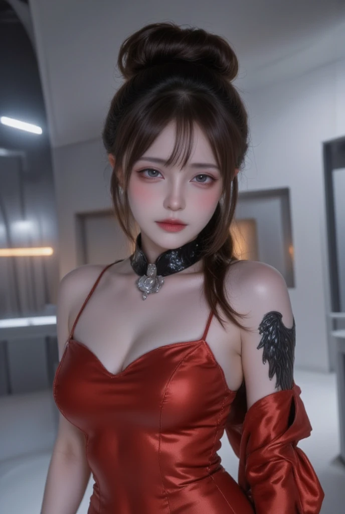 NSFW, ((Fiery red eyes, Horny mood&#39;s face:1.3), (Fiery red eyes, อายุ16's face, HARDCORERAPESEXDREAM, WETDREAM, OVERRAPESEXORGASM DREAM:1.5)), alone, __body parts__ Delicate and realistic skin, big, official art, All-in-one 16K wallpapers, Special details, beauty and aesthetics, beauty, Masterpiece, best quality, In cyberpunk city, Great atmosphere, Calm color palette, Calm mood, soft shadow