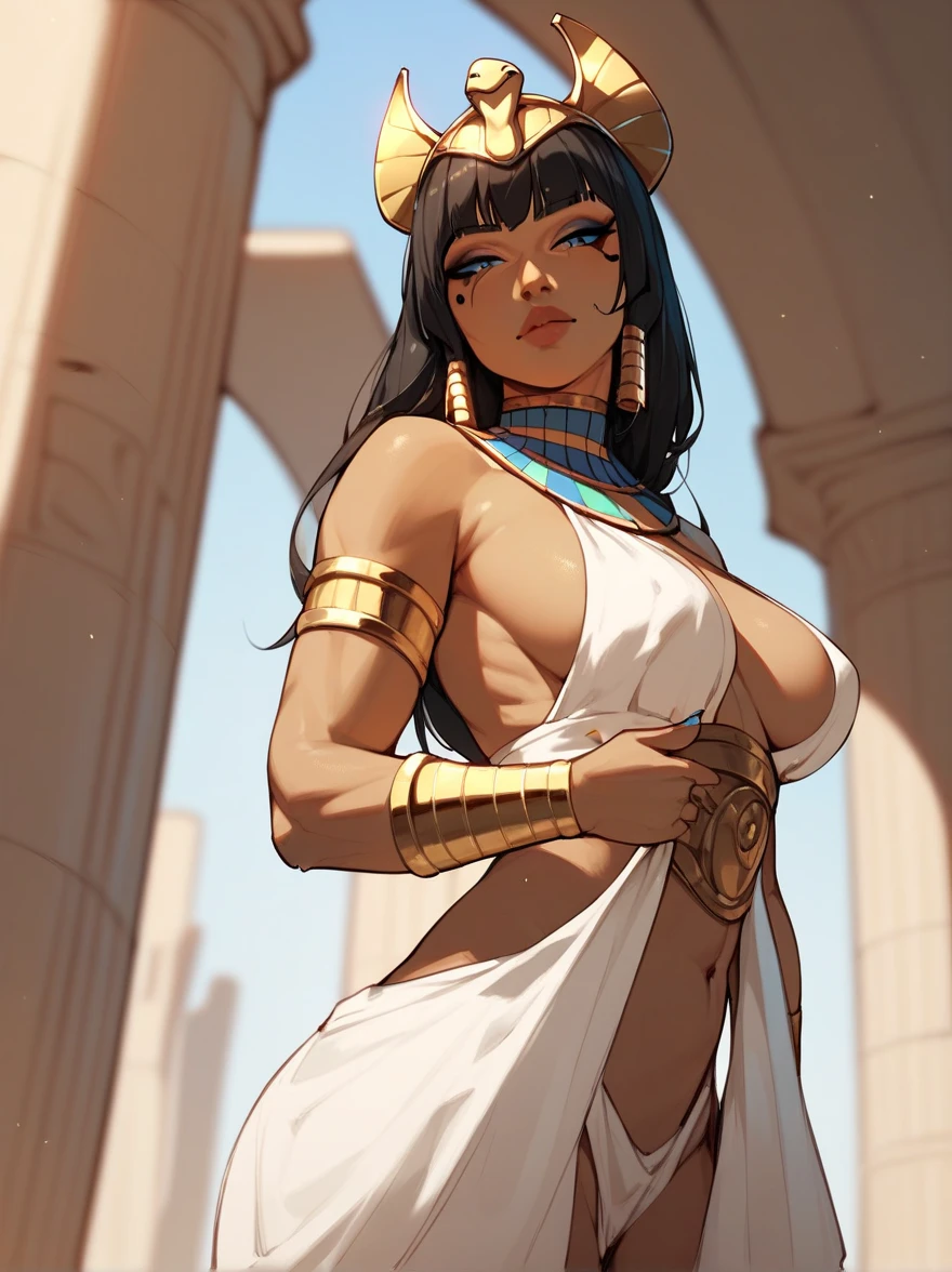 1girl, tan skin, Egypt, Ancient Egypt clothes, sexy, big breast, outdoor, sunny, windy