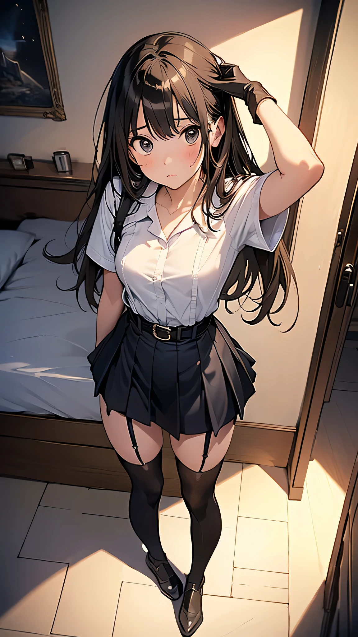 (masterpiece, Highest quality:1.2), Complete human body, Perfect Anatomy, Cute S, too young girl, Chibichara, Induce a desire for asylum, Young face, Lustrous brown hair, Lift up your shirt, Not wearing a bra, (Small breasts:1.4), Small breasts, Immature female body, The nipples and areola are pale pink., Flip up skirt, Not wearing panties, Showing her pussy and asshole, I want you to touch my pussy, Boldly open your legs, A lewd act only shown to you, Immoral Eros, Moist eyes, shed a lot of tears, Are crying, Staring at the audience, Bedroom, 
