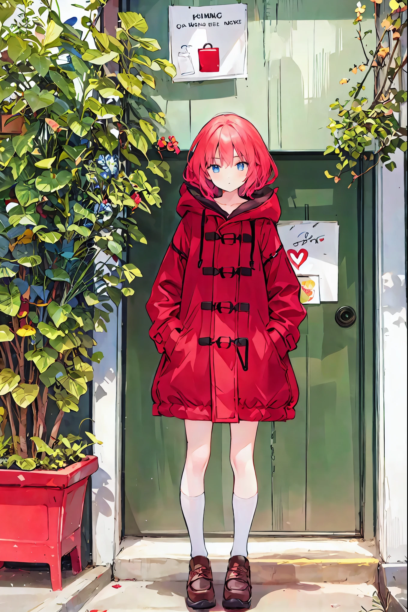 The girl in the red coat