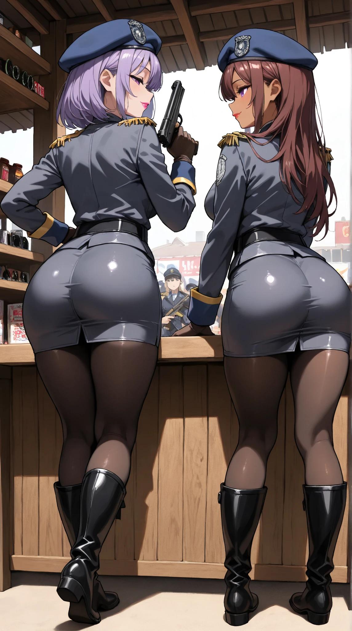 Giant buttocks facing the audience