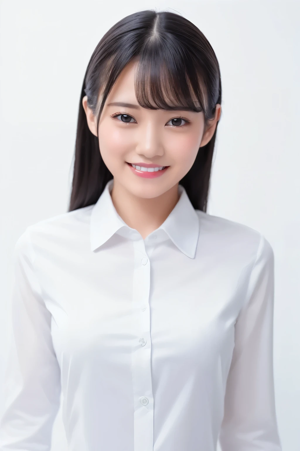 A close up of a woman in a white shirt smiling - SeaArt AI