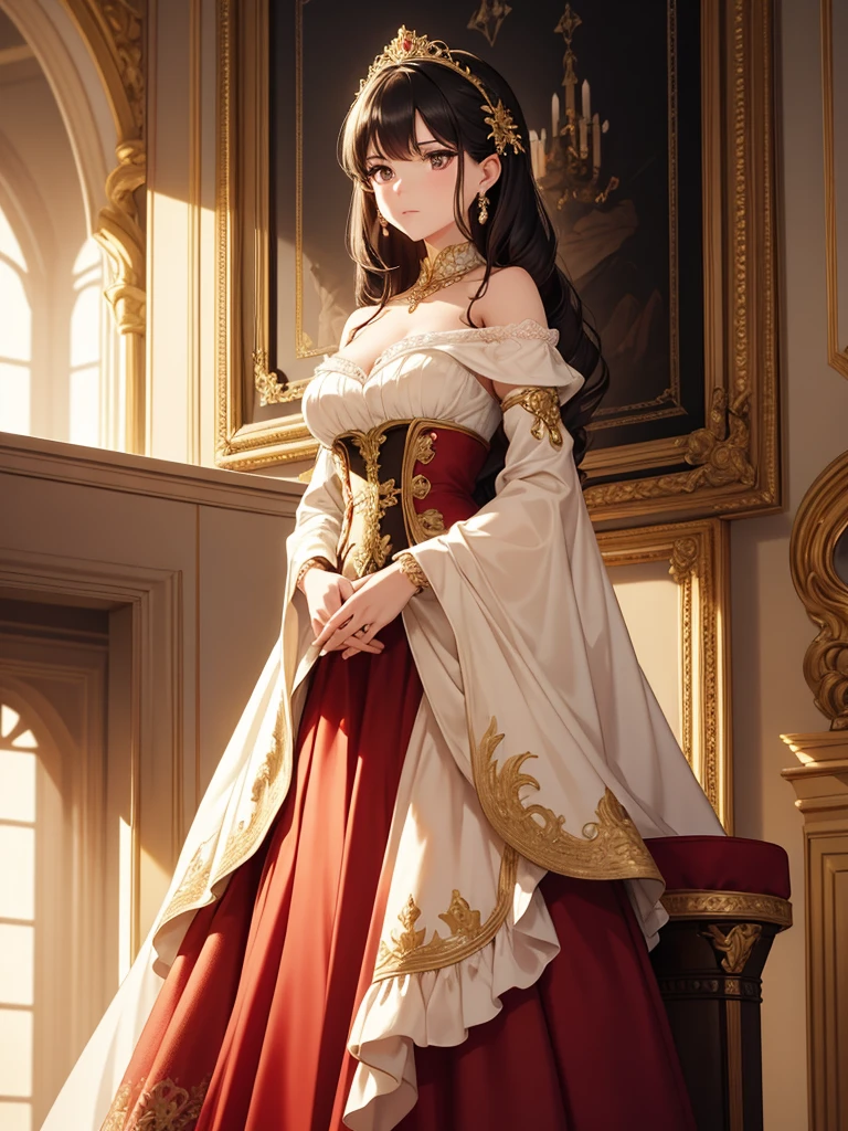 Anime girl in white dress with red and gold dress, Princess portrait, artwork in the style of guweiz, a beautiful fantasy empress, Cuschart krenz key art ladies, royal elegant pose, ((a beautiful fantasy empress)), fanart best artstation, Smooth Anime CG Art, extremely detailed artgerm, Artgerm Style