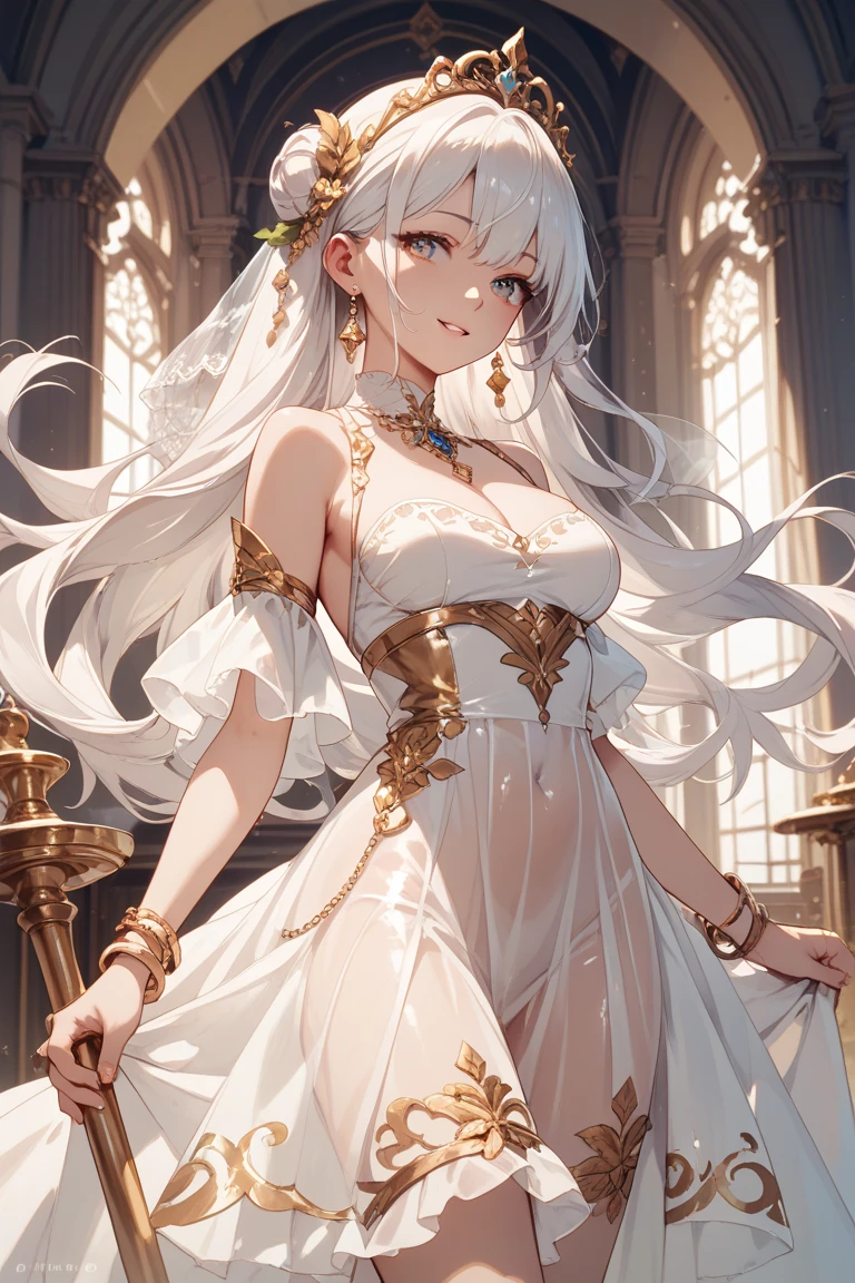 A woman with large breasts
