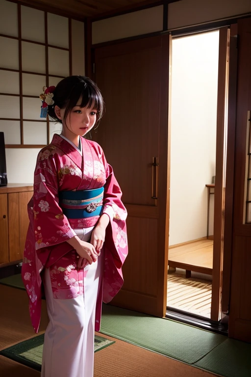 (Best Quality), A scene in which a kimono that has been soaked by a large amount of rain is grabbed to tear it apart, Highlight the large amount of rainwater dripping from the kimono,Emphasize the silk fabric texture of the soaked kimono,Cute Japan Model Girl