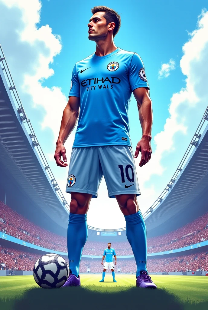 Cyclops from the X-Men wearing a Manchester City shirt
