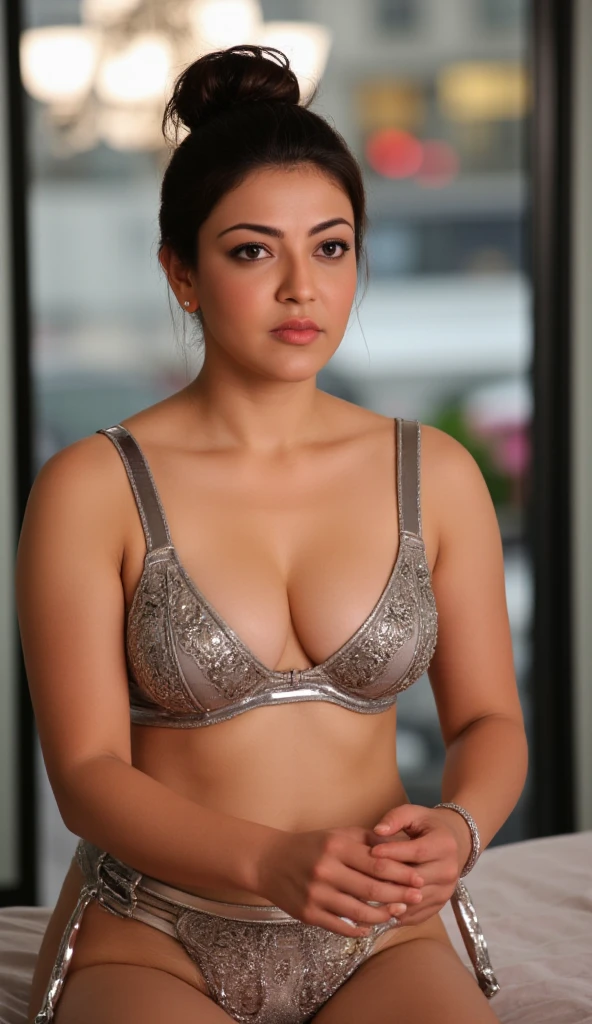 from bottom view, extreme close up photo of nayanthara, big cheeks, curvy, hourglass figure, swooping breasts, deep cleavage, doing push ups on floor in kitchen, nude, oily body, (cinematic:1.3), intricate details, (ArtStation:1.2)