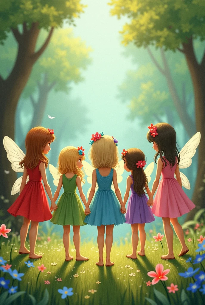 a group of children standing together, holding hands