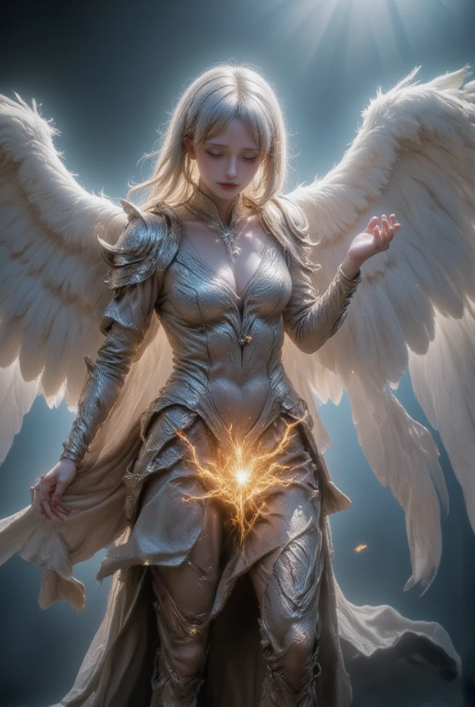 Guardian angel and the divine flame, amazing and impactful image, very detailed and impeccable, 4K definition