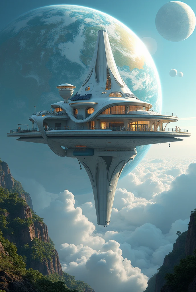House built in sky colour full planet around - SeaArt AI