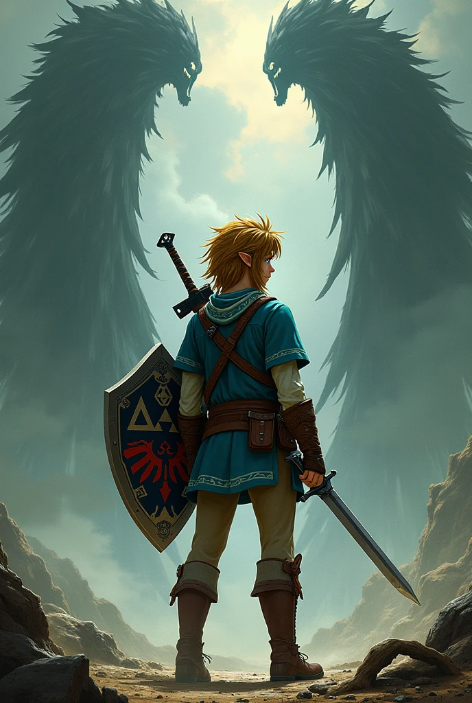 Link from Zelda breath of the wild with berserk art style