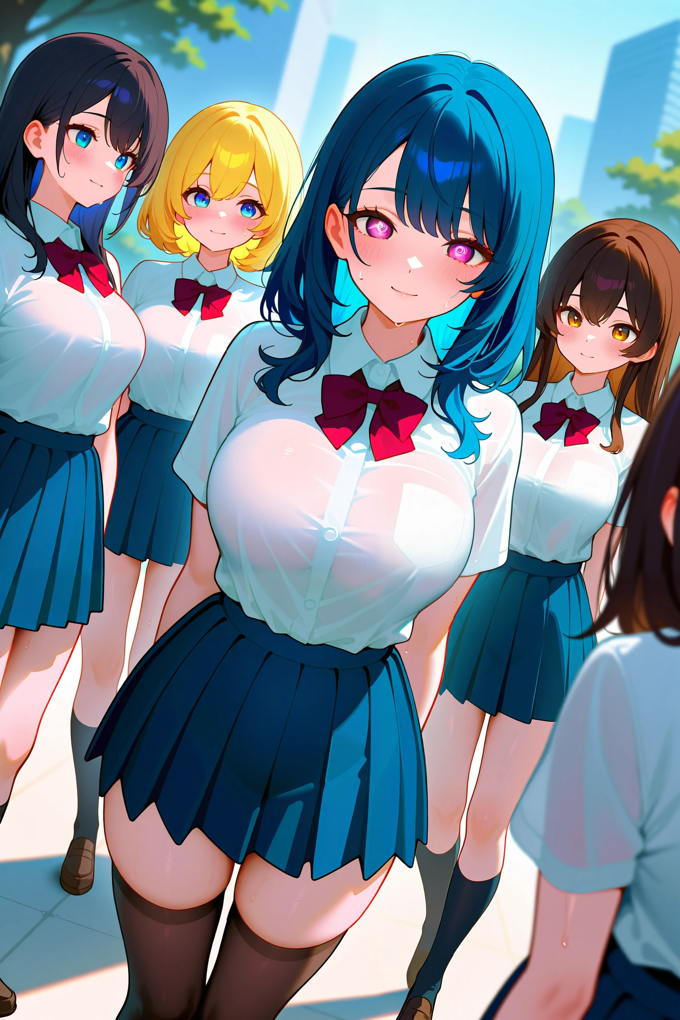 high school girl Sailor suit 5People Women Upper body naked、topless (((Her breasts are coming out of her uniform,Nipples visible))) Big Breasts Standing pose showing the whole body Ultra Mini Skirt、Her pussy is sticking out of her pants (((Pussy juice))) Very delicate and beautiful, (Attractive sexy woman in suit)(thin,Slender body,slim,Tall Princess, Beautiful Eyes,A light smile,(masterpiece, Highest quality:1.2), High res, Very detailed CG Unity 8k wallpaper, Perfect lighting, colorful, Ultra-high res,4K,Very detailed, photograph, 8k, High resolution, ,Cowboy Shop