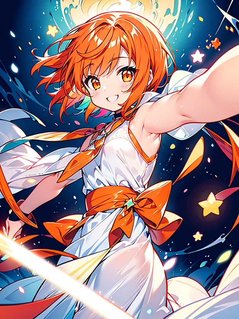 curetwinkle, shiny skin, high quality, solo, 1girl, (magical girl costume,fur trim:1.6),(bubble skirt:1.4), ribbon,  BREAK (from below,cowboy shot,lighting forward:1.3), BREAK ,(stare at viewer with stern eyes:1.5),(bitting own lip:1.1),(angry:0.9),nose blush,(badmood:1.4),(steam:1.1),(sweat:1.1),(flying sweat:1.1), BREAK,on back,lying,pillow,bed,sleep assault,