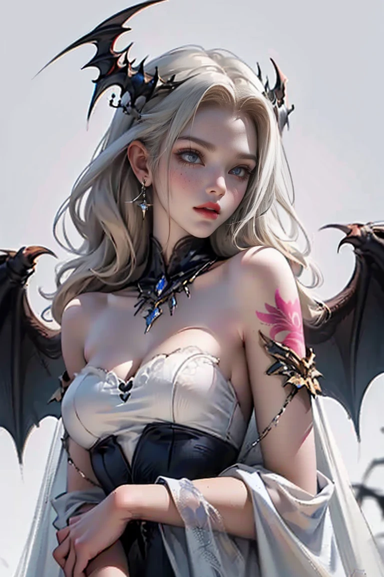(RAW shooting:1.5, realistic:1.5, fractal art:1.5, 8K), (highest quality, masterpiece, ultra high resolution), Demonic world, Underground prisons, ((perfect dynamic composition:1.7)), Highly detailed skin and facial textures:1.3, Detail of limbs, 1 girl, (Cute sexy succubus demon with big wings:1.3, beautiful and aesthetic:1.3, Wearing detailed body jewelry:1.3), prisoner of war, slave, Horn, Fair skin, open your legs, colorful, (Correctly wear heavily torn clothes off-shoulder:1.3), Huge breasts that are about to burst, Do not show areola, big chest gap, (The expression on your face when you feel intense caress, Facial expression when feeling pleasure, A look drowning in pleasure, Are crying), beautiful blue eyes, Eyes that feel beautiful eros, sexy face, blush, (Too erotic and cute:0.9, Bewitching:0.9), ((torture:1.5, Raise both arms up:1.2, Lots of chains:1.8, countless chains tangled in clothes:1.8, chain the right arm:1.2, chain the left arm:1.2, Bind the right leg with shackles and chains:1.2, Bind the left leg with shackles and chains:1.2)), (((An incomprehensible amount of liquid flows throughout the body:1.5))), super long blonde curly hair, View from the knee up