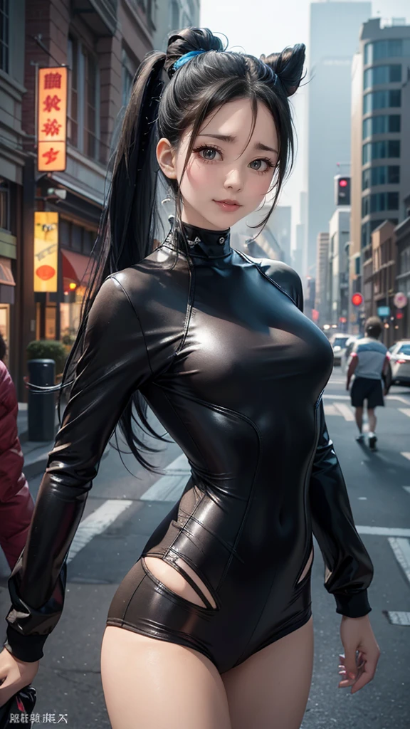 ((Highest quality)), ((masterpiece)), (detailed),Perfect Anatomy,Natural Light,In the city where buildings stand side by side,Night Scenery,A very cute, baby-faced, black-haired woman,((Highest quality, 8k, masterpiece: 1.3, )),A woman with very small breasts,Well-proportioned, slim body,Long, slender legs,Long, thin hands, detailedな顔, detailedな肌, fine grain, detailedな唇, detailedな舌, detailedな指, Mouth detailed, Beautiful teeth alignment,Realistic, High resolution, Natural light, Dynamic pose,Toned Legs, double eyelid, Tear bags, Round eyes, Moisturized lips,Long, flowing blonde hair, (((Black leather collar,Wearing a black leather jacket,A black leather jumper that reveals the chest,Wearing a very short black leather miniskirt,White panties look good,Black leather belt at waist))),((Legs wide open,Open your legs in an M shape..5,Woman sitting with knees up 1.4,A pose that emphasizes panties,I want to see more panties 1.4)),Poses that emphasize the uterus,
