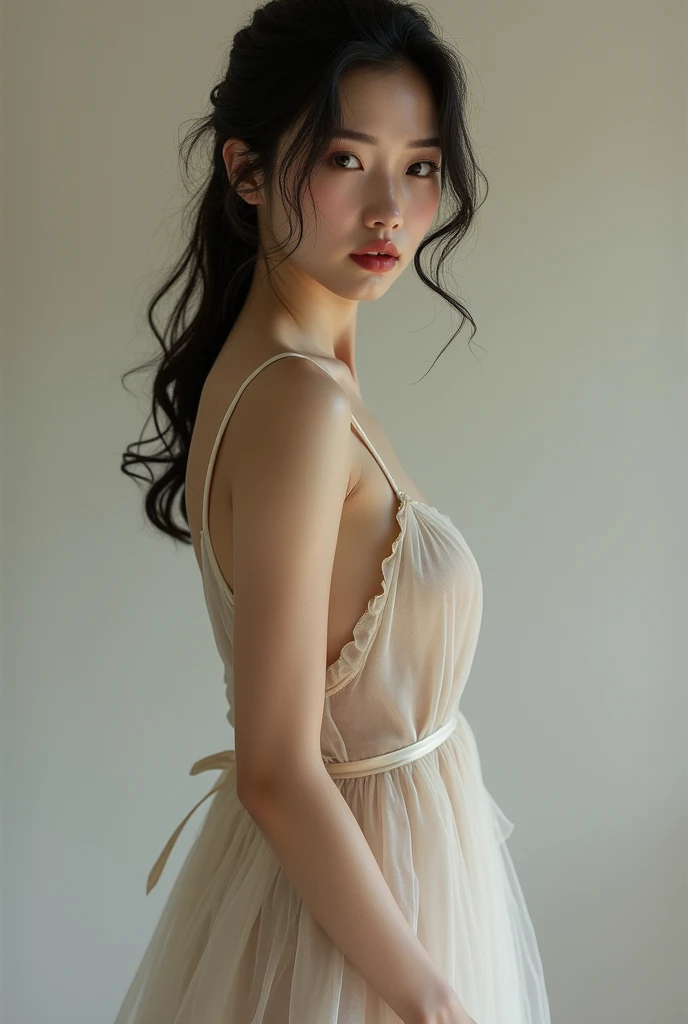 18-year-old Japanese beauty in sheer underwear