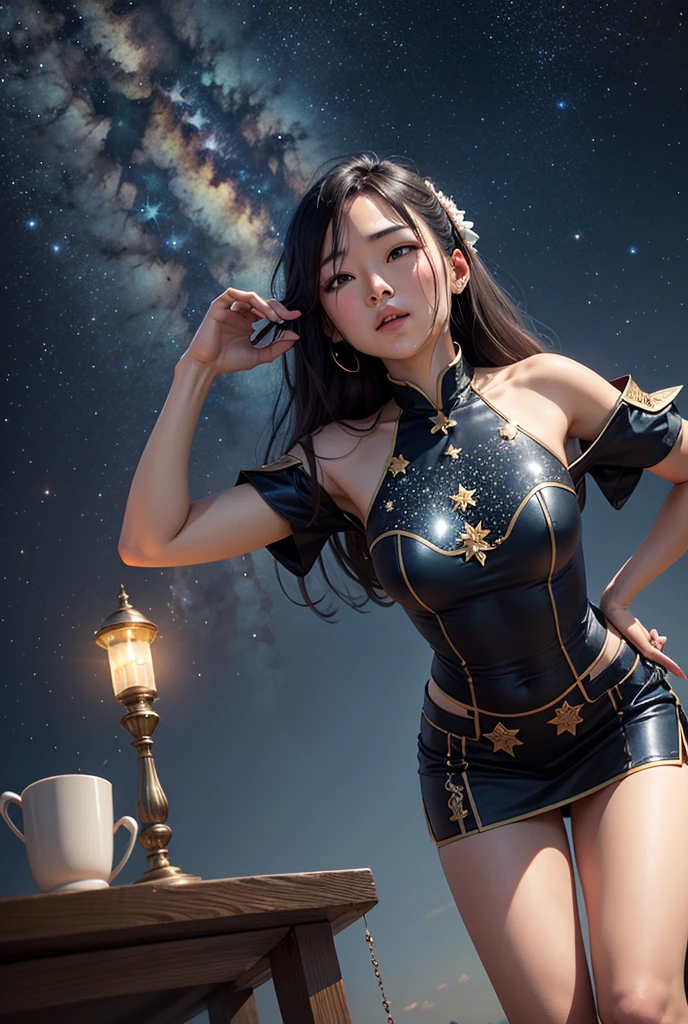 an ornate rapier themed around the stars and constellations