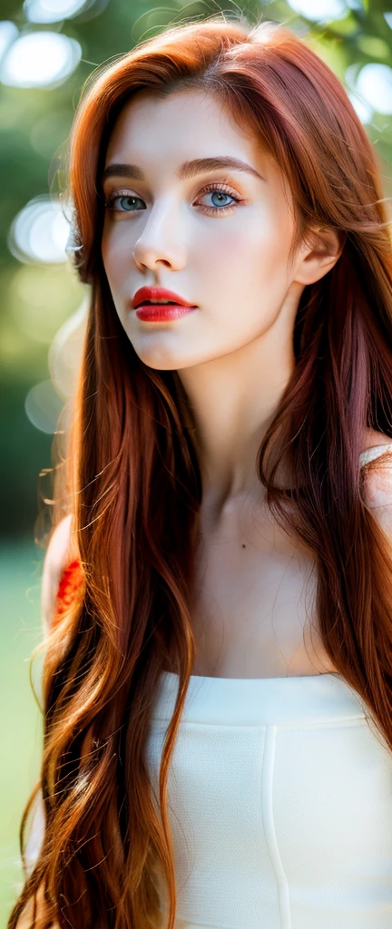 In this captivating scene, a vivacious girl, (detail skin texture, large pores), with vibrant, colorful hair stands amidst a lush garden teeming with exotic blooms. Her sexy outfit accentuates her thin, hourglass-shaped body and ample breasts, drawing the eye with its tantalizing allure. With eyes that sparkle in the sunlight and lips painted a bold red, seductive smile, she exudes irresistible charm and sensuality. The garden, meticulously rendered with hyper-realistic detail, showcases the intricate textures of petals and leaves, while vibrant colors add a touch of surrealism. Captured in stunning 8K resolution, every nuance is visible, from the strands of her hair to the lines on her face. extremely realistic skin, Inspired by Russ Meyer's iconic films, the scene blends retro and modern elements, with color grading that heightens excitement and sensuality. Soft lighting bathes her face in a warm glow, adding depth and dimension to the image. This (hyper-realistic:1.5) (masterpiece:1.5) promises an awe-inspiring visual experience, combining the finest materials and techniques to ignite the senses.