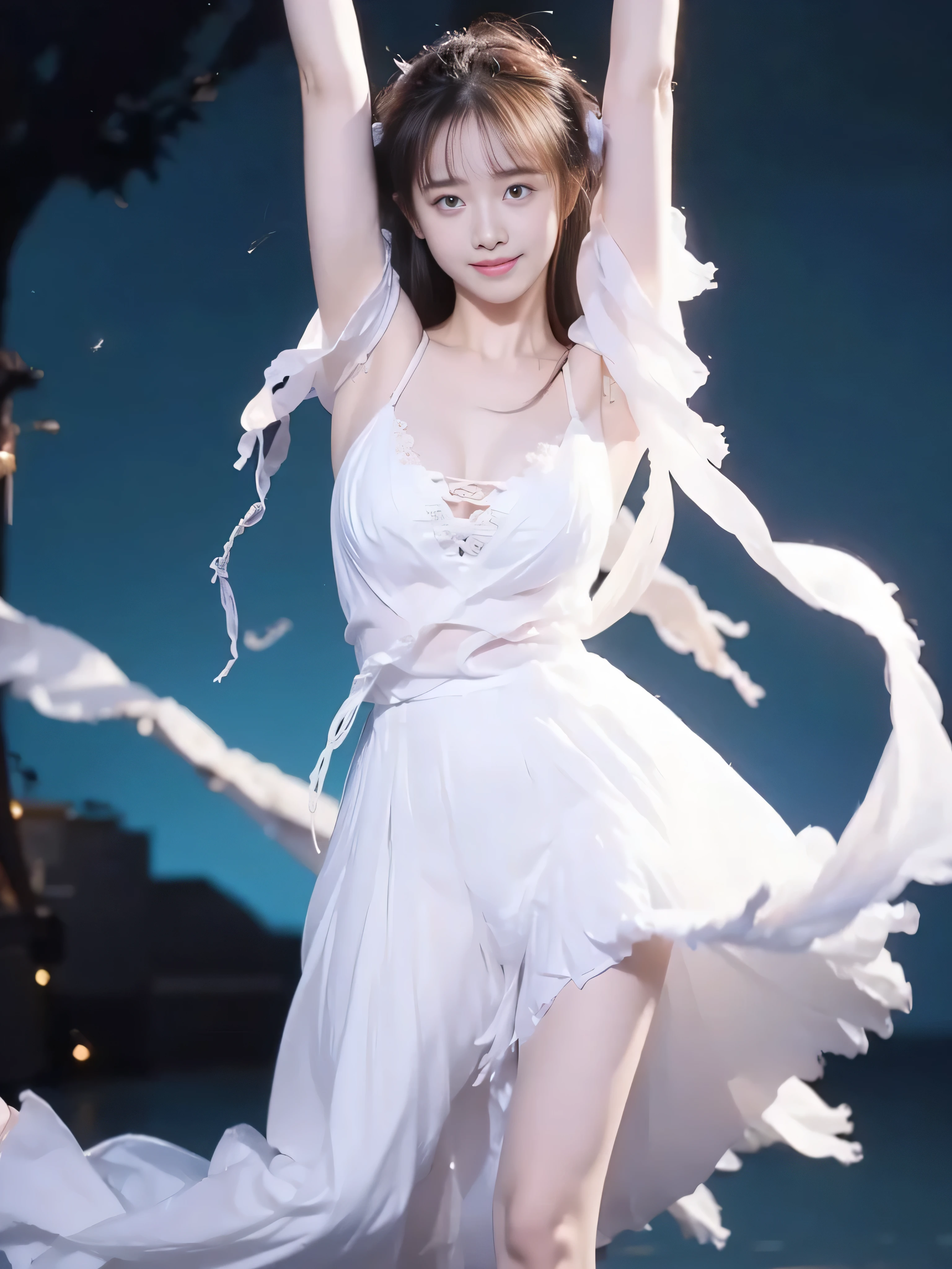 A beautiful girl is dancing， black night ，No Lights，Sexy