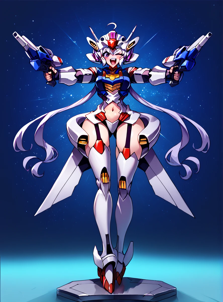 masterpiece, best quality, solo, 1girl, space,full body, iczer3,orange eyes,big breast