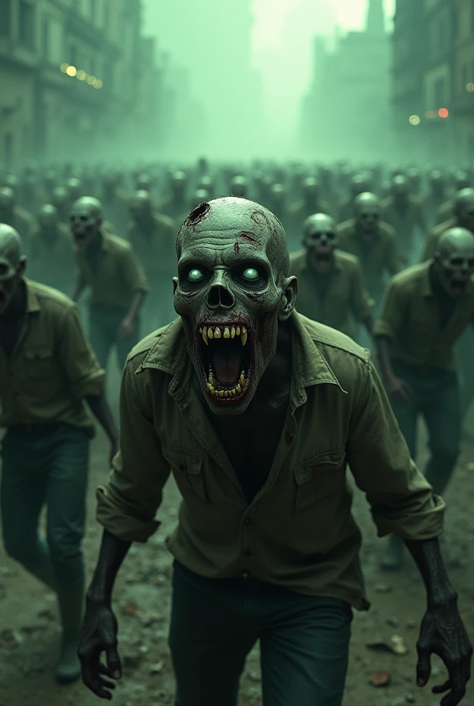 (high resolution, 8k, photorealistic, hyper detailed, masterpiece, exquisite, vivid colors, perfect composition, intricate details,Best Quality, 8K, Masterpiece: 1.2, Photorealistic: 1.37, HDR, UHD),image of a full-body group of zombies,image 3D,