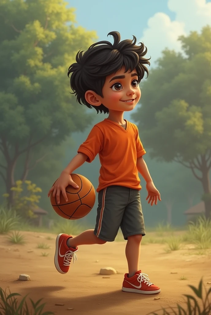 a handsom boy wearing hoodi and playing basketball on his hoodi written name rahul hight of the boy 6 feet and throughing basketball in the ring 
