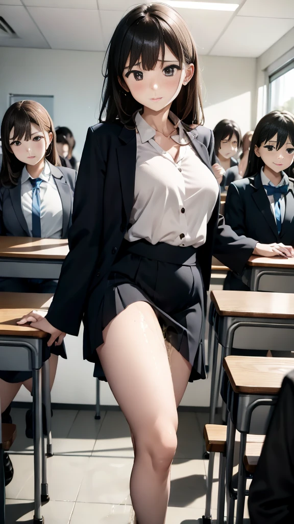 Female teacher urinates、 female teacher pees at graduation 、 pee leak 、 pee yourself 、 lots of pee 、from below、gaze at the audience、 black suit、 black miniskirt 、 high heels、  perfect figure、 very beautiful、Japanese elementary school teacher 、 skirt tag 、学校の体育館で卒業式を取り行っている最中に女教師が pee leak 、 is surrounded by students、Female teacher pees while standing on one leg 、standing split、Leg lift、Standing on her shoulders 、standing on one leg、 white panties 