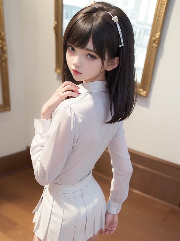 Lustful Girl, gothic dress, Estrus girl, , Twin-tailed, Shirt, Thigh strap, Bag, Long sleeves, Black shirt、skirt rift。White underwear、Sheer underwear、At the hotel、night landscape、on the bed、NSFW, oral sex,POV , Paizuri, (((Sweat、Vulgar laughter、Lower grade、Black Hair Long Hair、twin-tail hair、Red Glitter Eyeliner、Red Eye Shadow、heavy make up、make up、Fluorescent pink lipstick、makeup)))、Black Long Hair, Girl straddling a man、bending forward、((Angle from below))、Girl pushing a man down