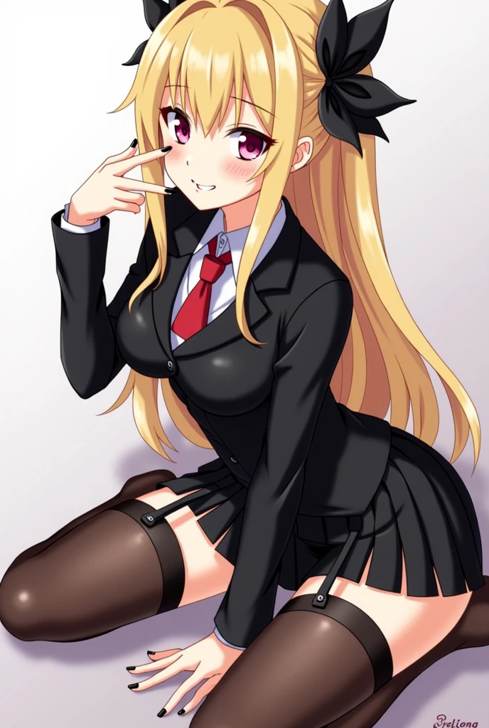 asmodeus \(umineko\), 1girl, red eyes, ((Pigtails hair)), blonde hair, ((umineko no naku koro ni)), ((Tight leotard)), ((sexy pose)), ((Wrestling ring)), (Big tits), (Wide hips)