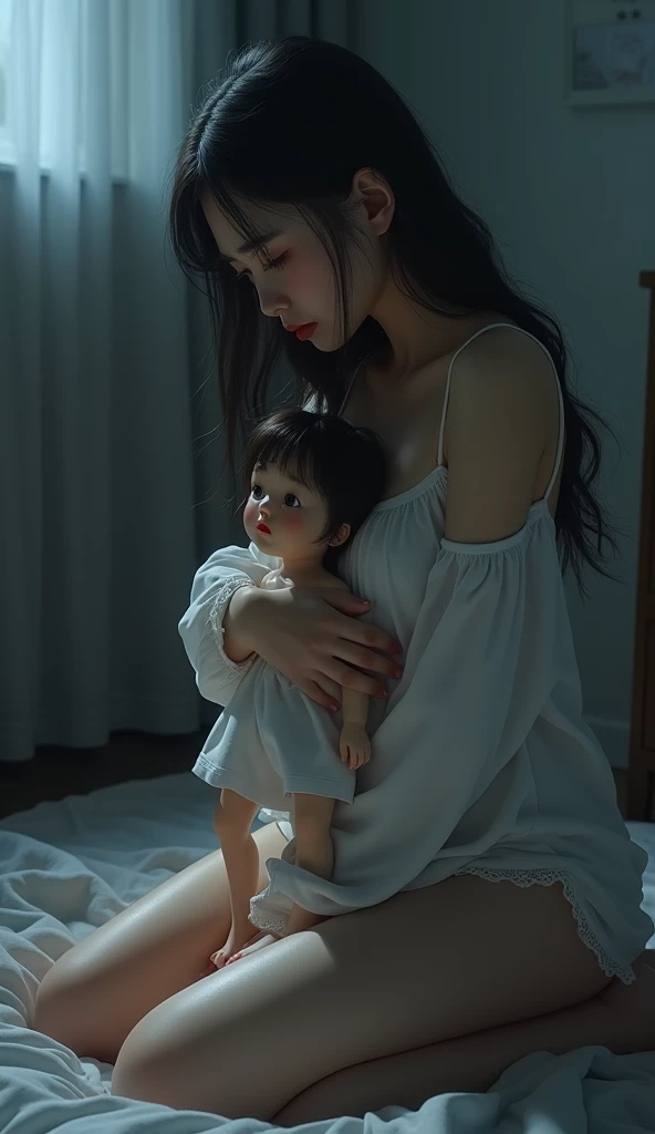(Ultra-realistic 8K quality)，Cute 17 year old girl，Ultra-fine eyes，Beautiful face，(Very large breasts:1.5)，(Breasts are larger than heads)，perfect bodies，The buttocks are huge，big breasts thin waist，Wear pleated skirts，A pink-haired，Nipple exposure，The reveal panties，Wear white stockings，Stockings strangle，thick leg，Breast volume 100 liters，A coquettish expression